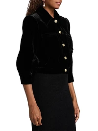 Jia Cropped Velvet Jacket