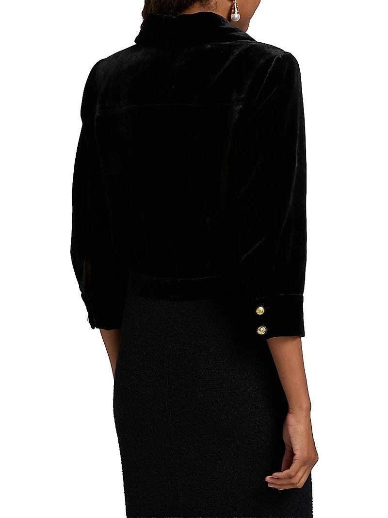 Jia Cropped Velvet Jacket