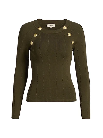 Gretchen Button Rib-Knit Sweater