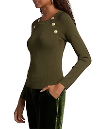 Gretchen Button Rib-Knit Sweater