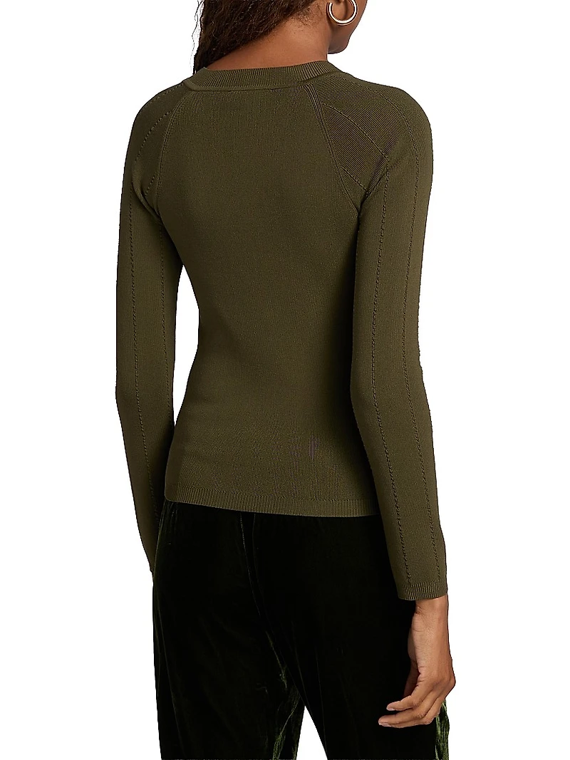 Gretchen Button Rib-Knit Sweater