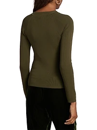 Gretchen Button Rib-Knit Sweater