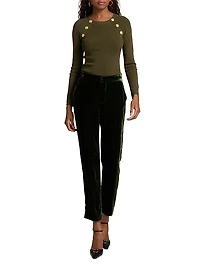 Gretchen Button Rib-Knit Sweater