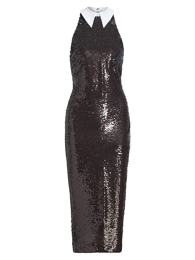 Lilith Collared Sequin Cocktail Dress
