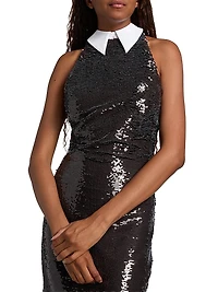 Lilith Collared Sequin Cocktail Dress