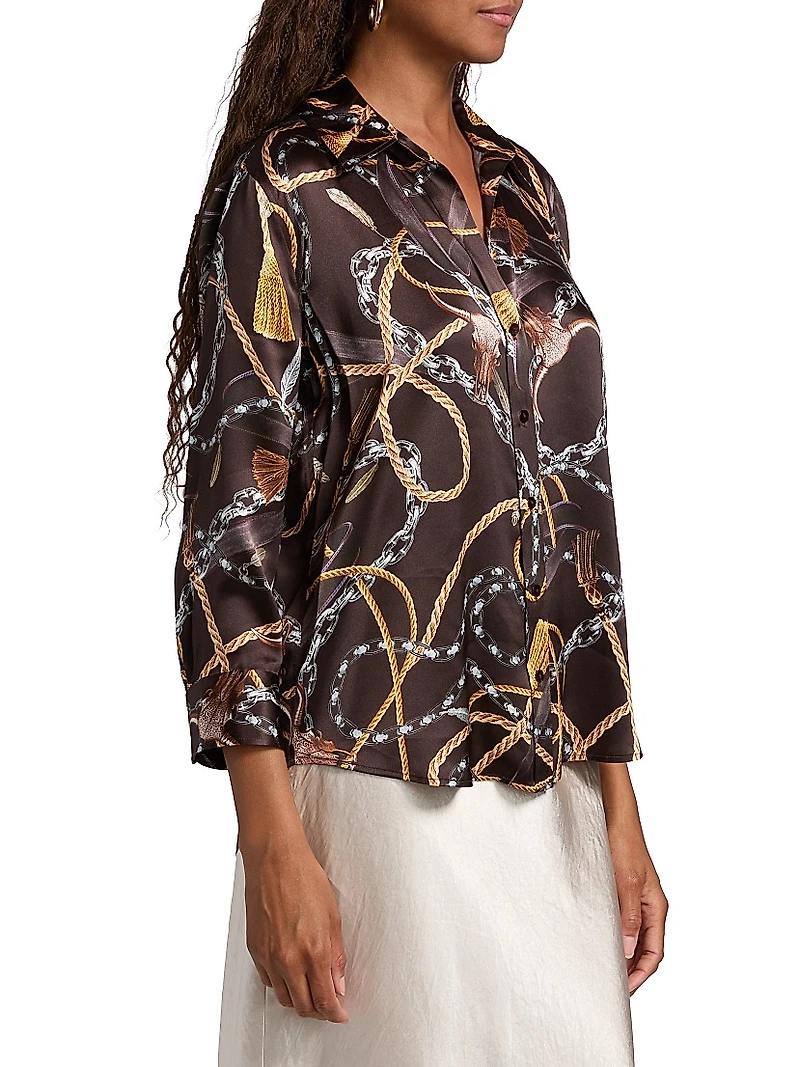 Dani Chain & Tassel Silk Blouse