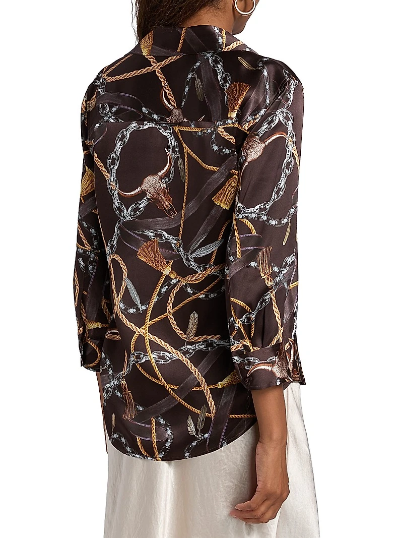 Dani Chain & Tassel Silk Blouse