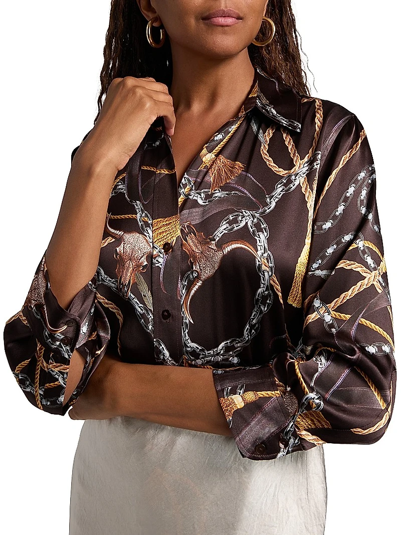 Dani Chain & Tassel Silk Blouse