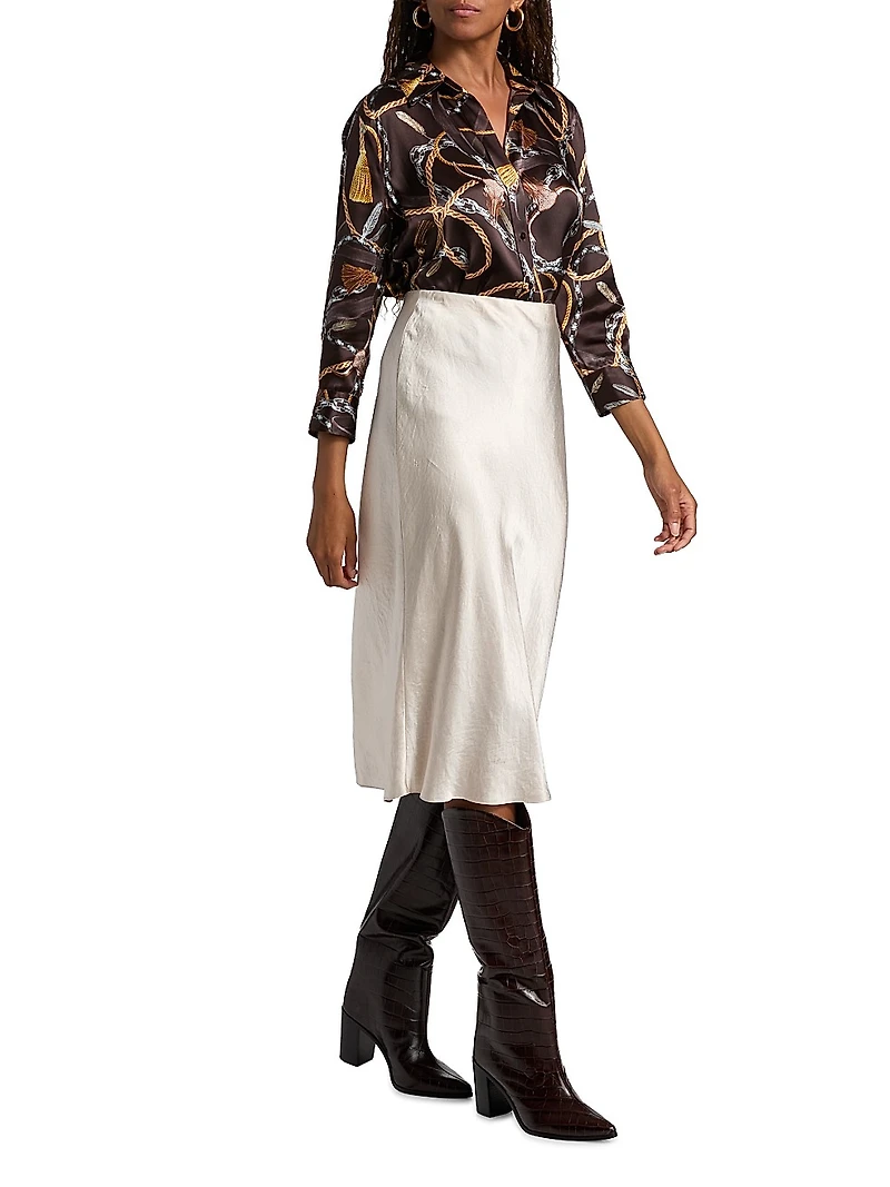 Dani Chain & Tassel Silk Blouse