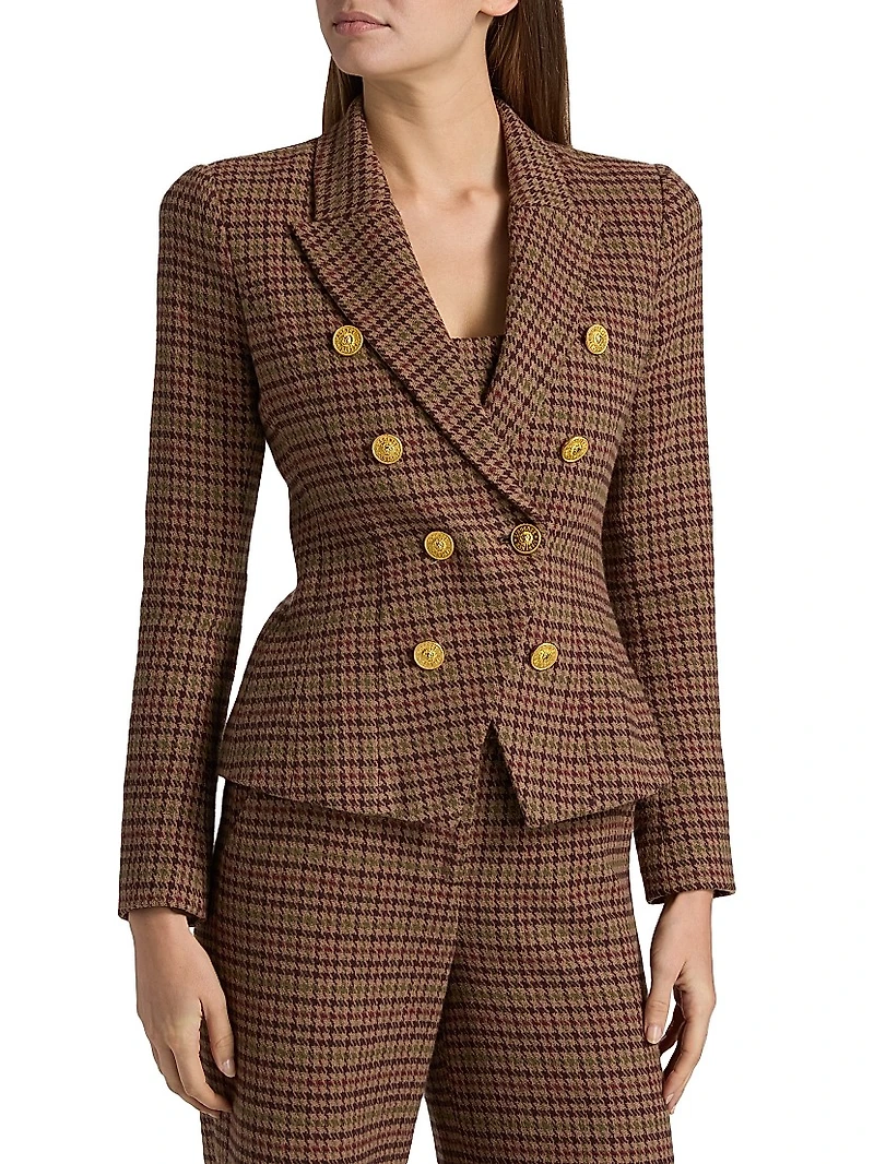 Bethany Houndstooth Double-Breasted Blazer