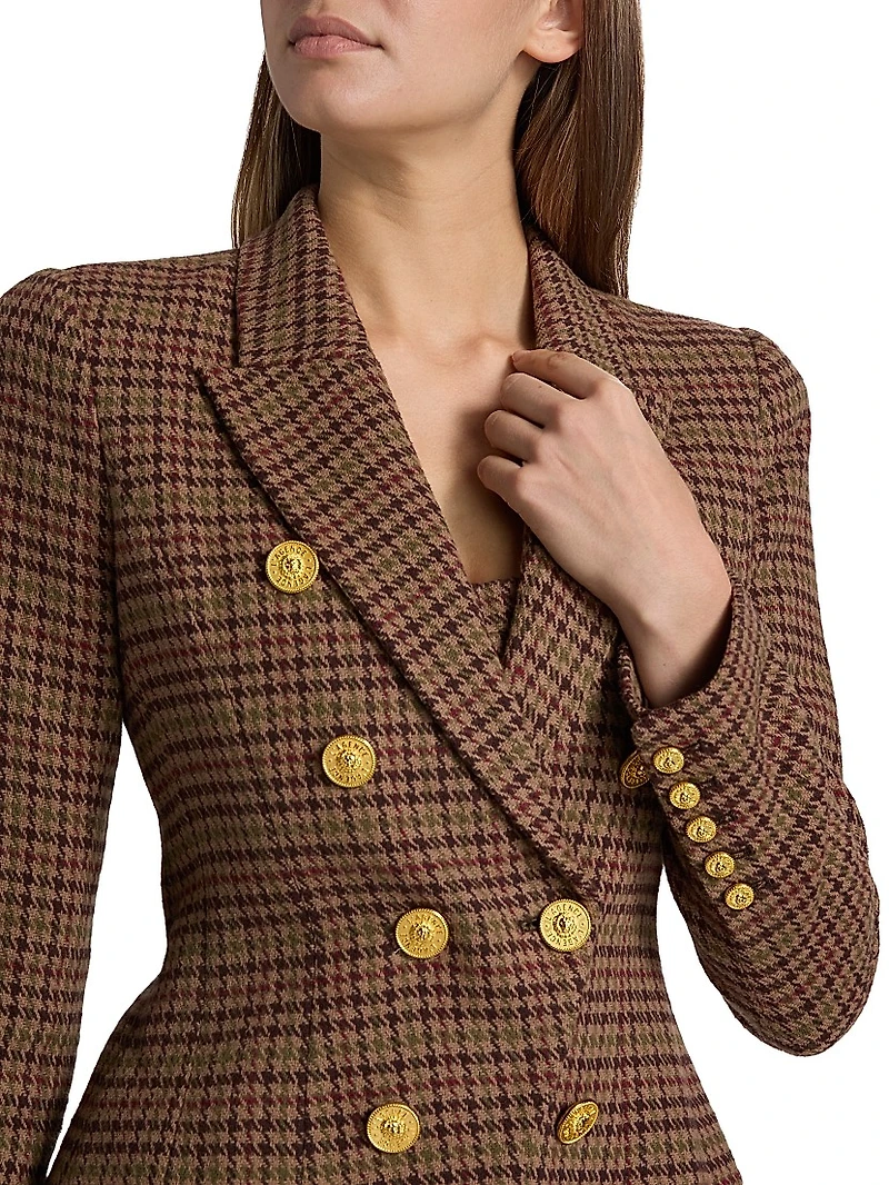 Bethany Houndstooth Double-Breasted Blazer