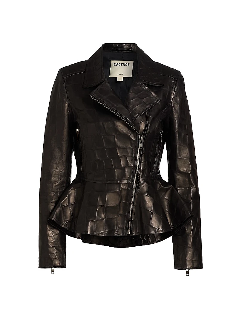 Lyric Peplum Leather Biker Jacket