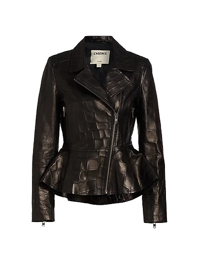Lyric Peplum Leather Biker Jacket