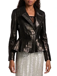 Lyric Peplum Leather Biker Jacket