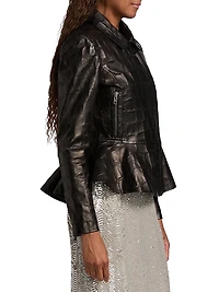 Lyric Peplum Leather Biker Jacket