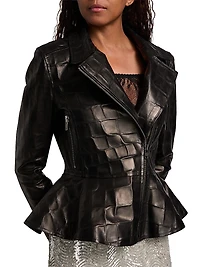 Lyric Peplum Leather Biker Jacket