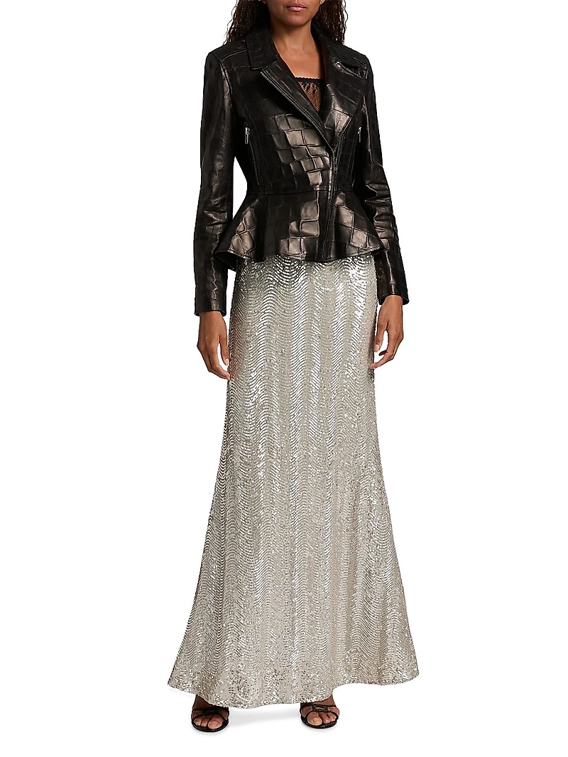 Lyric Peplum Leather Biker Jacket