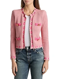 Astor Embellished Cotton-Blend Crewneck Cardigan
