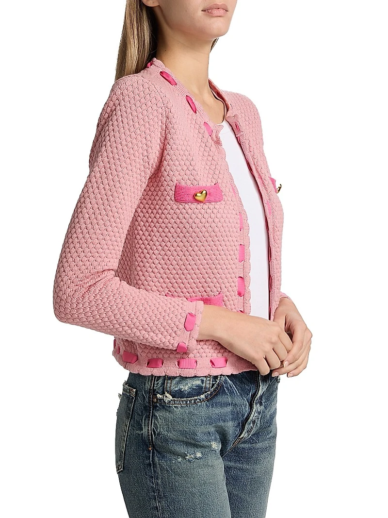 Astor Embellished Cotton-Blend Crewneck Cardigan