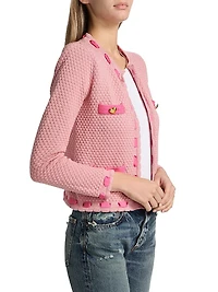 Astor Embellished Cotton-Blend Crewneck Cardigan