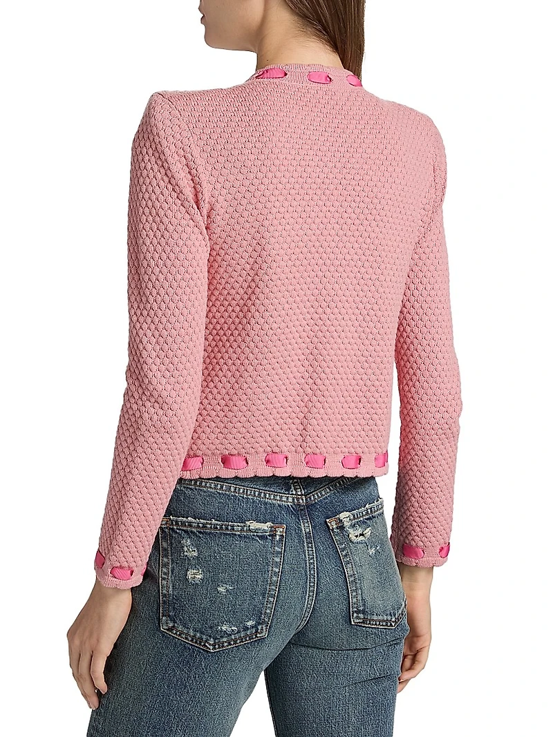 Astor Embellished Cotton-Blend Crewneck Cardigan