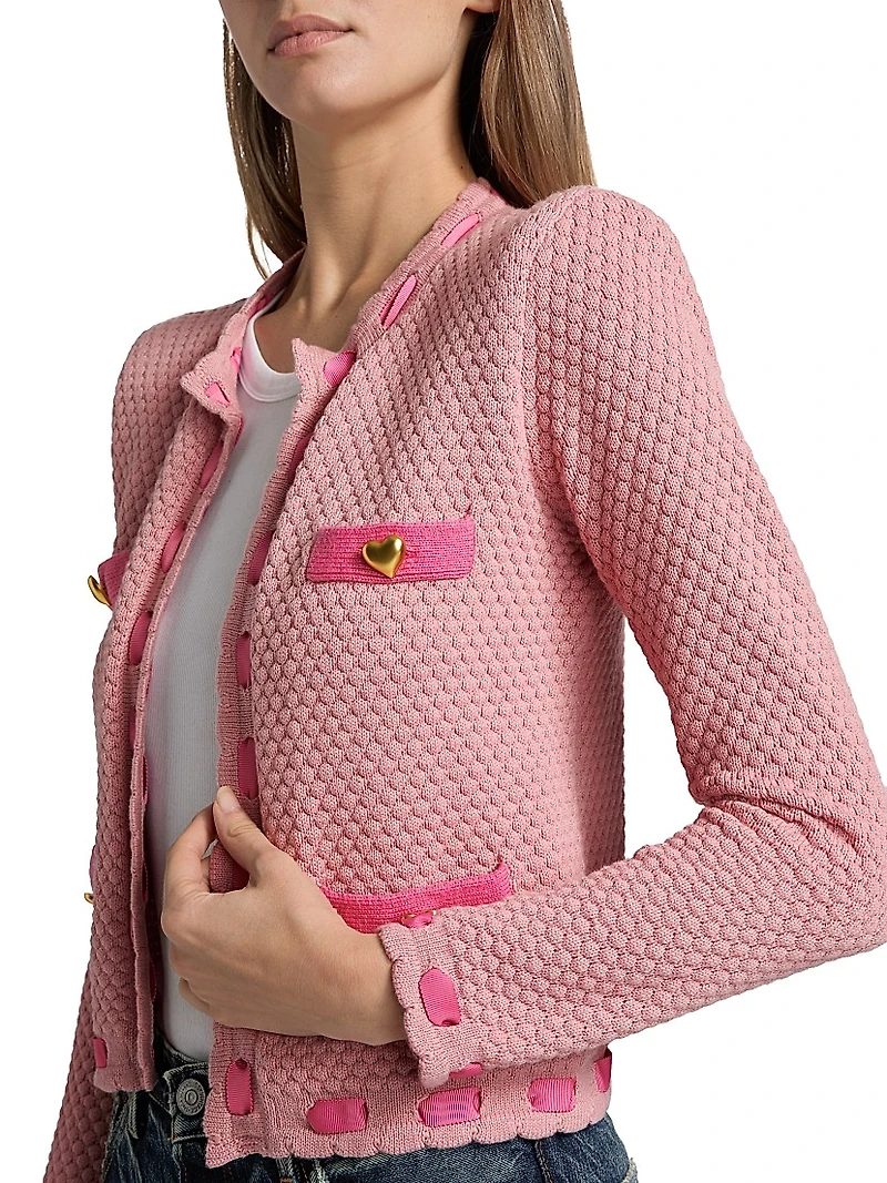 Astor Embellished Cotton-Blend Crewneck Cardigan