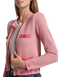 Astor Embellished Cotton-Blend Crewneck Cardigan