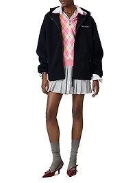 Pleated Striped Poplin Mini-Dress