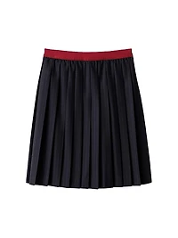 Pleated Pinstripe Midi Skirt