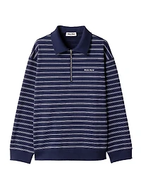 Striped Zipper Polo Shirt