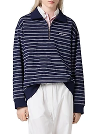 Striped Zipper Polo Shirt