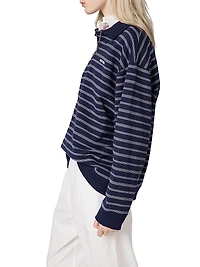 Striped Zipper Polo Shirt