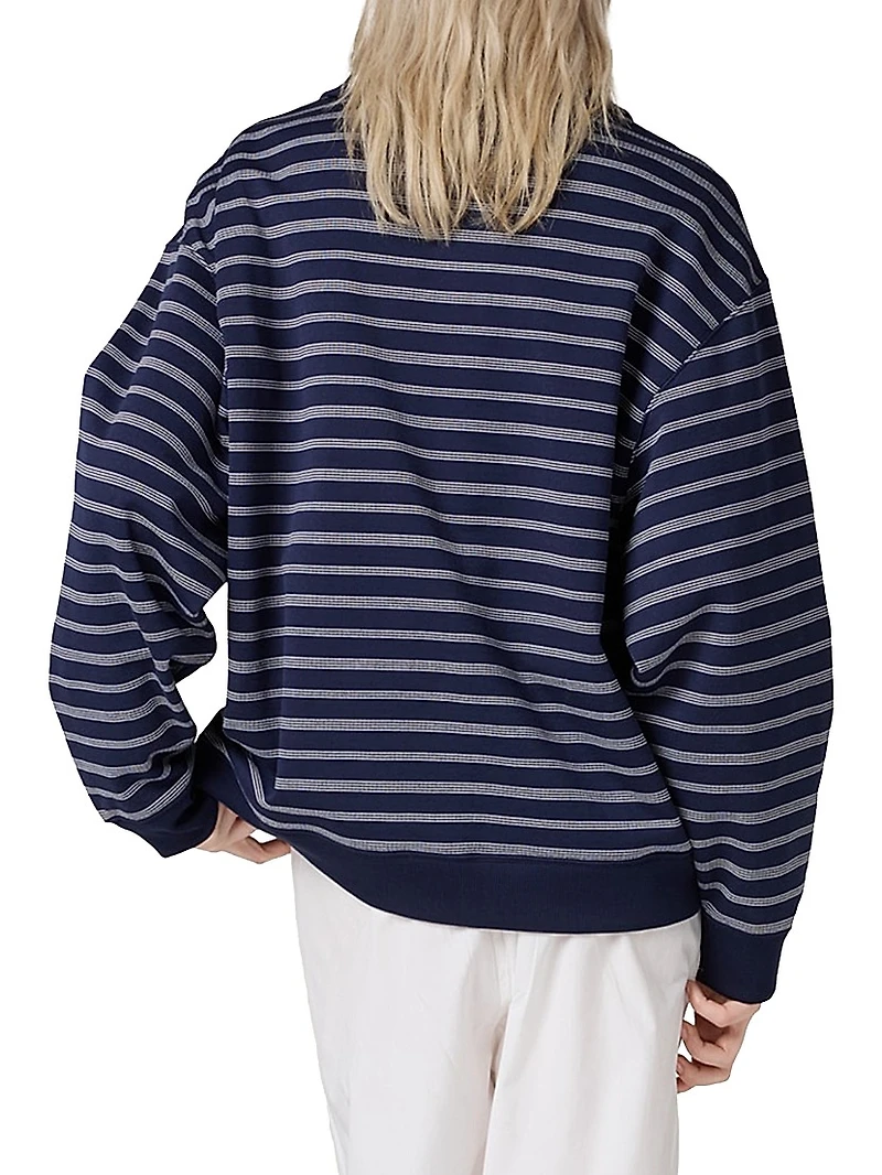 Striped Zipper Polo Shirt