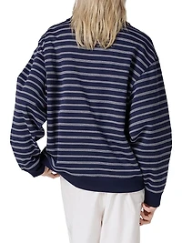 Striped Zipper Polo Shirt