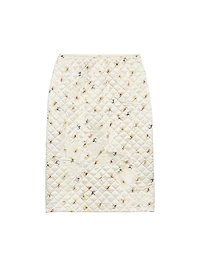Floral-Print Quilted Satin Skirt