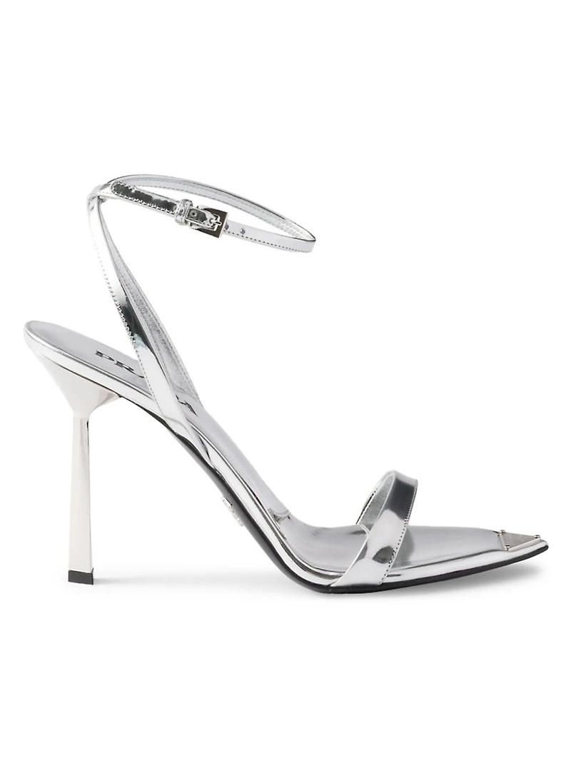Metallic Leather High-Heeled Sandals