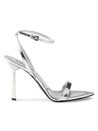 Metallic Leather High-Heeled Sandals