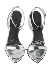 Metallic Leather High-Heeled Sandals