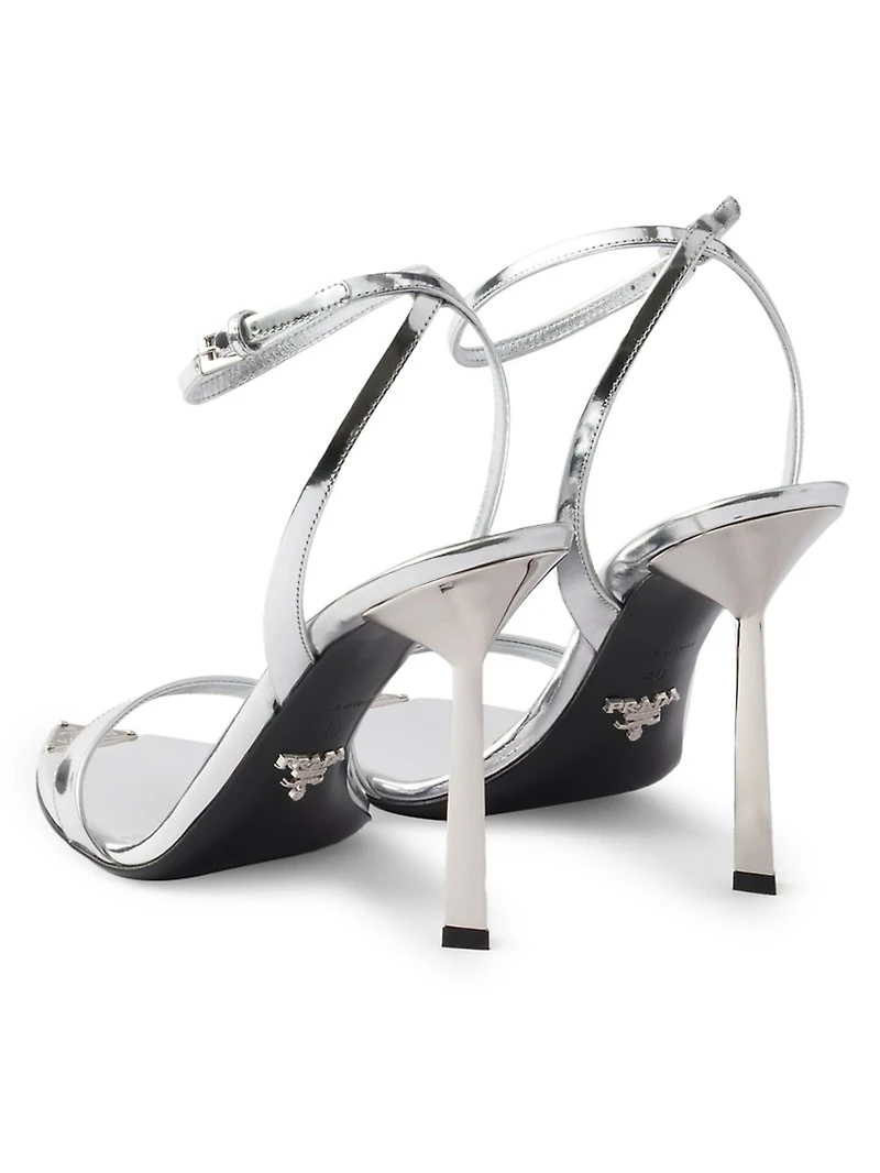 Metallic Leather High-Heeled Sandals