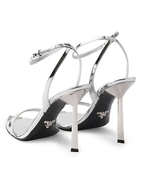 Metallic Leather High-Heeled Sandals
