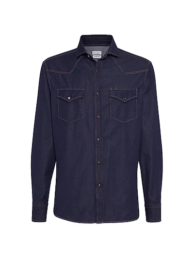 No Fade Denim Easy Fit Western Shirt