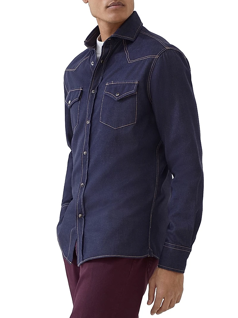 No Fade Denim Easy Fit Western Shirt