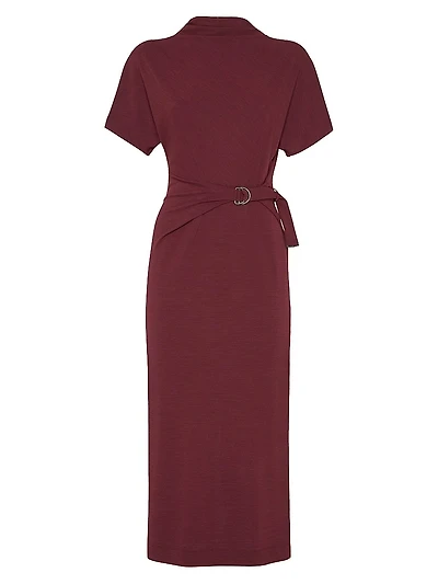 Techno Wool Jersey Wrap Belt Dress