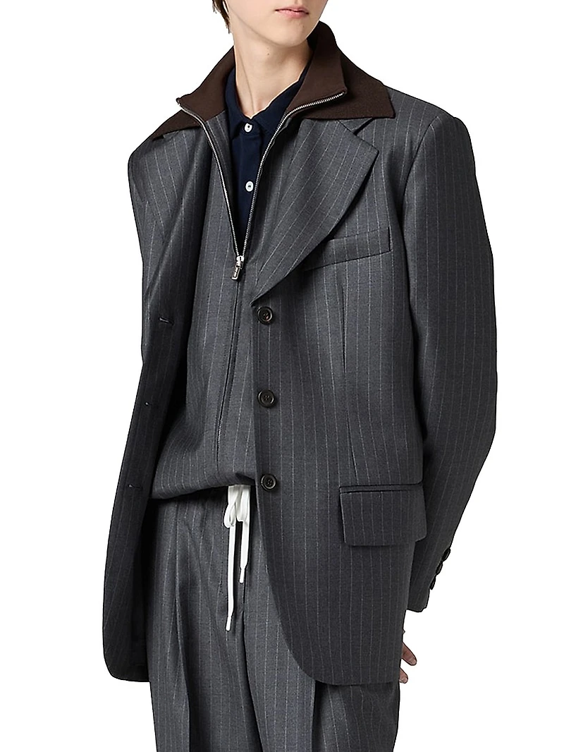 Single-Breasted Pinstripe Jacket