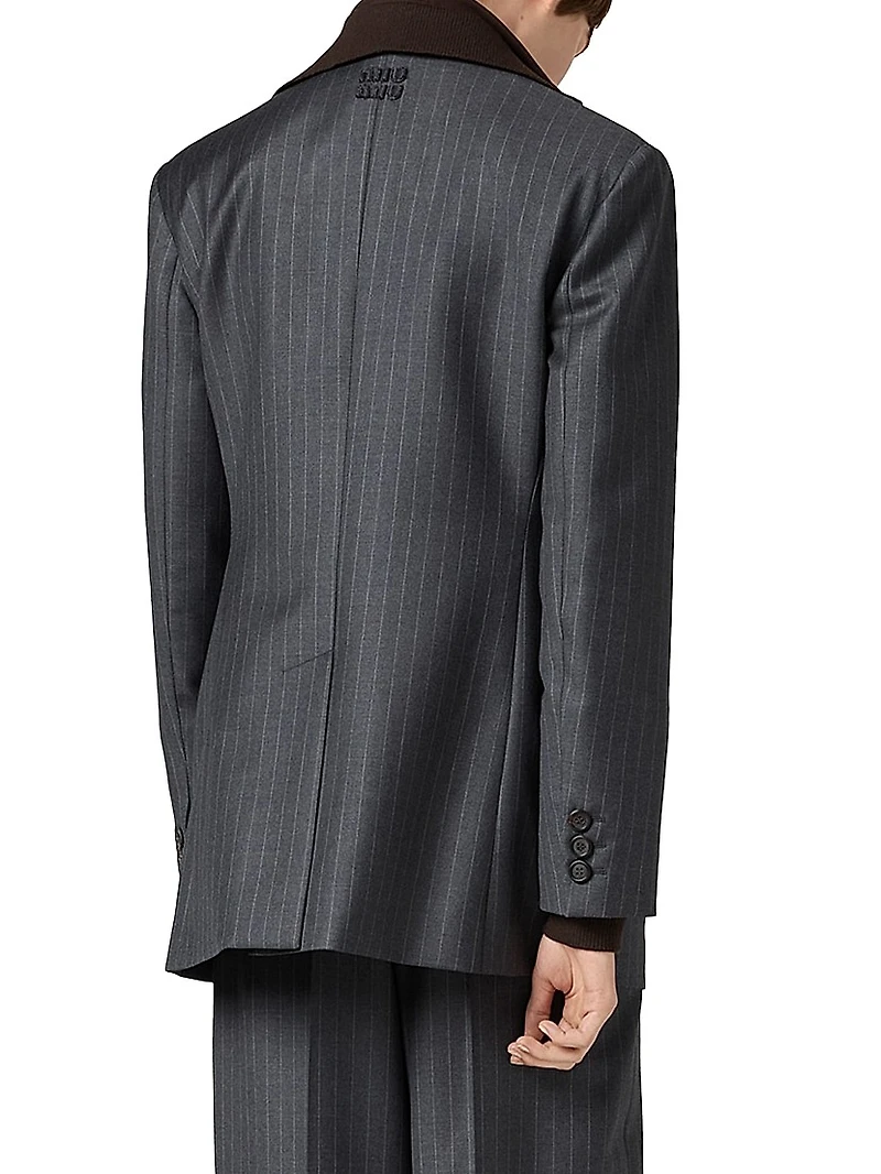 Single-Breasted Pinstripe Jacket