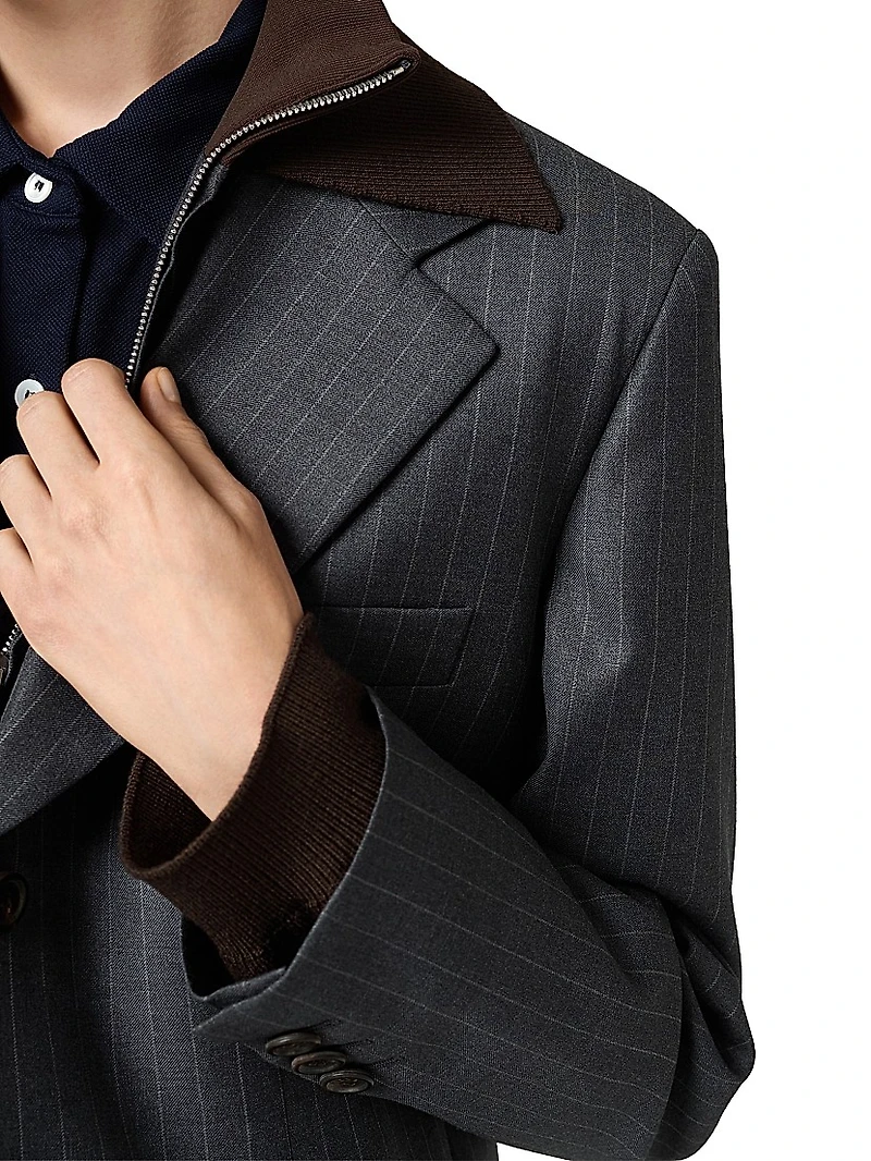 Single-Breasted Pinstripe Jacket