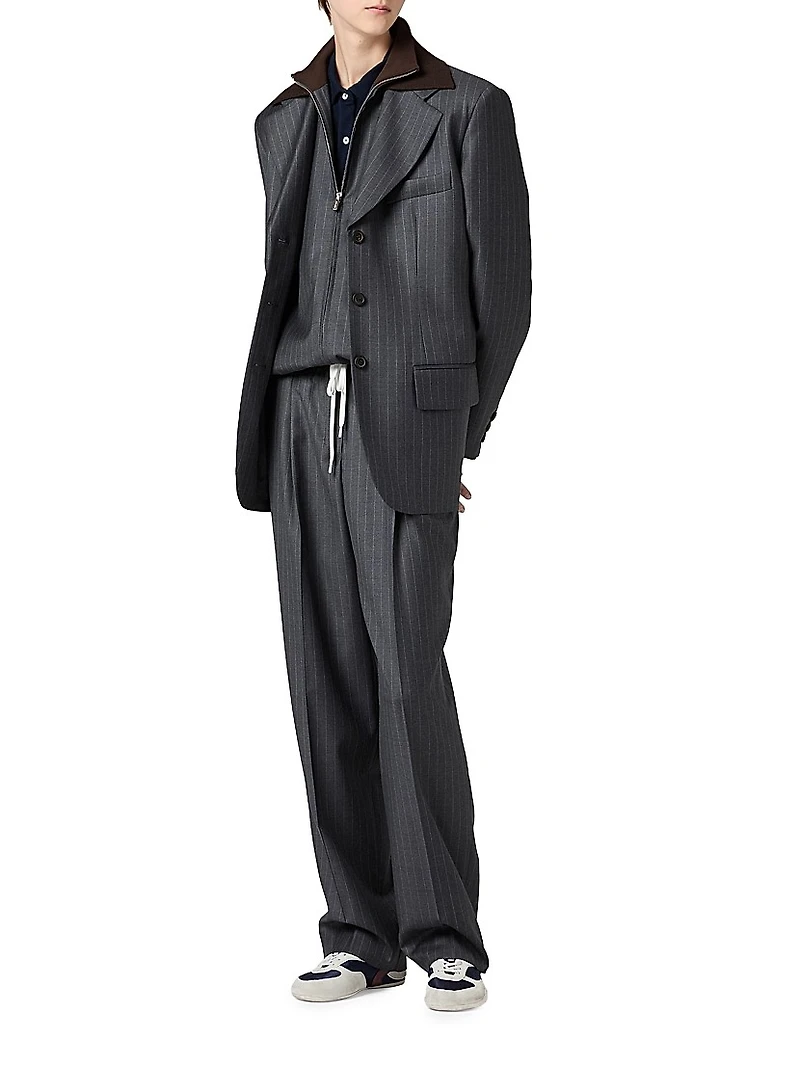 Single-Breasted Pinstripe Jacket