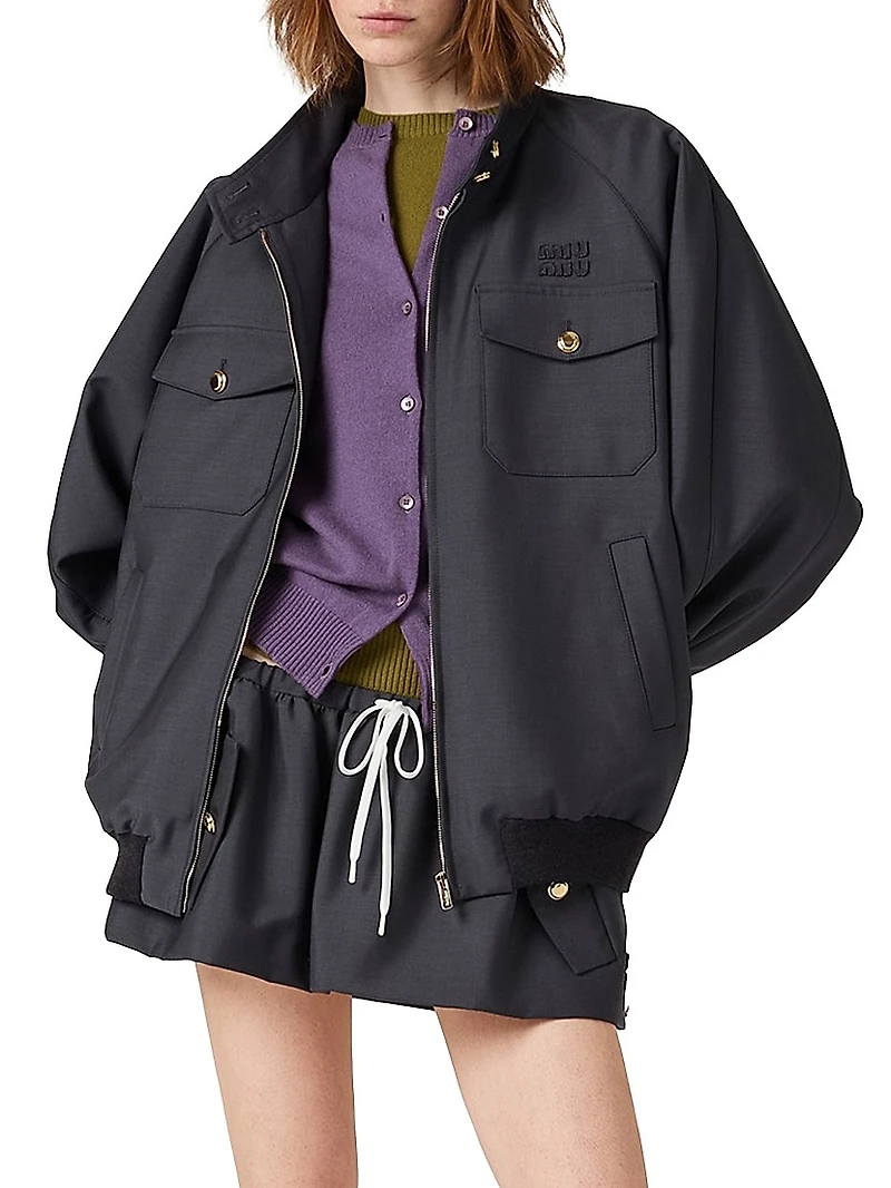 Bonded Kid Mohair and Jersey Blouson Jacket