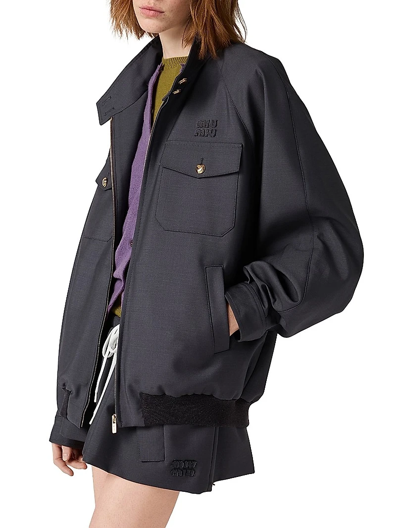 Bonded Kid Mohair and Jersey Blouson Jacket