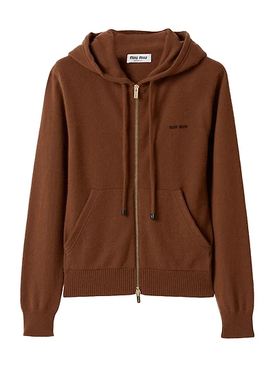 Zippered Cashmere Hoodie Jacket
